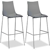 Zebra Antishock Bar Stool With H800mm Chrome Base Translucent Smoked Grey Set of 2 Zebra Antishock Bar Stool With H800mm Chrome Base Translucent Smoked Grey Set of 2