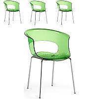 Miss B Antishock Canteen & Breakout Chrome Leg Chair Translucent Lime Green Set of 4 Miss B Antishock Canteen & Breakout Chrome Leg Chair Translucent Lime Green Set of 4