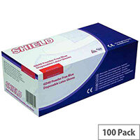 Disposable Powder-Free Latex Gloves Blue Medium Box of 100 Shield GD40 Disposable Powder-Free Latex Gloves Blue Medium Box of 100 Shield GD40