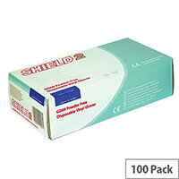 Shield Powder-Free Vinyl Gloves Clear Large Pack of 100 GD10 Shield Powder-Free Vinyl Gloves Clear Large Pack of 100 GD10
