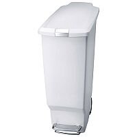 Slim Plastic Waste Pedal Bin 40 Litre White 382649