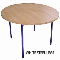 Round Preschool Table Beech White Steel Legs W 1200 x D 500mm #PSD Round Preschool Table Beech White Steel Legs W 1200 x D 500mm #PSD