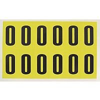Adhesive Label Bin Sticker Number 0 H9.5xW6mm 168 Characters Per Sheet Black Text On Yellow