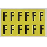 Adhesive Label Bin Sticker Letter F H38xW21mm 12 Characters Per Sheet Black Text On Yellow