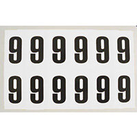 Numbers And Letters Black On White Number 9 H90xW38mm 6 Characters Per Sheet
