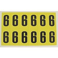 Adhesive Label Bin Sticker Number 6 H90xW38mm 6 Characters Per Sheet Black Text On Yellow
