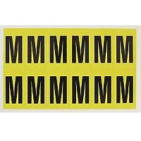 Adhesive Label Bin Sticker Letter M H230xW140mm 1 Character Per Sheet Black Text On Yellow