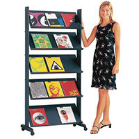 Standard Mobile Literature Display Shelving Unit Black