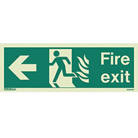 Photoluminescent NHS HTM 65 Fire Exit Sign arrow left HxW 150x400mm Ref:SY318154