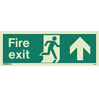Photoluminescent Fire Exit Sign Fire Exit Arrow Up HxW 200X450mm