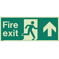 Photoluminescent Fire Exit Single Sided For Large Buildings 250X600 Arrow Up Sign
