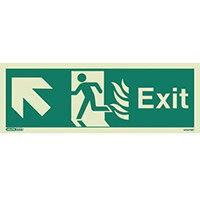 Photoluminescent NHS HTM 65 Fire Exit Sign Arrow Up Left HxW 150x400mm