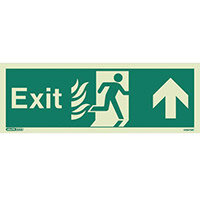 Photoluminescent NHS HTM 65 Fire Exit Sign Arrow Up HxW 150x400mm Ref: SY318397