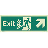 Photoluminescent NHS HTM 65 Fire Exit Sign Arrow Up Right HxW 200x450mm