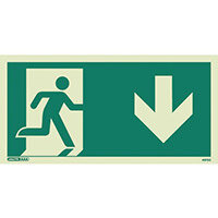 Photoluminescent Safety Way Guidance Sign Arrow Down HxW 150X300mm