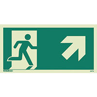 Photoluminescent Safety Way Guidance Sign Arrow Up Right HxW 150X150mm