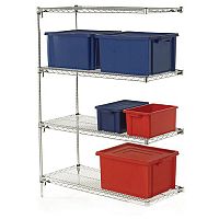 Metro Quick Adjusting Chrome Wire Shelving System 1590mm High Add-On Unit WxD 914x457mm 4 Shelves & 2 Posts 350kg Shelf Capacity