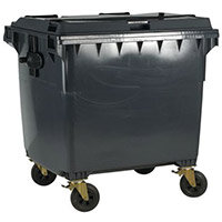 Wheelie Bin With Flat Lid 1100 Litre Grey (Dimensions: H1450 x W1400 x D1200mm) 377396