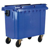 4-Wheel Wheelie Bin With Lockable Lid 1100L Blue