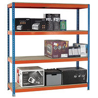 2m High Heavy Duty Boltless Chipboard Shelving Unit W1500xD450mm 600kg Shelf Capacity With 4 Shelves - 5 Year Warranty