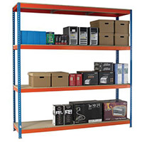 2.5m High Heavy Duty Boltless Chipboard Shelving Unit W1500xD600mm 600kg Shelf Capacity With 4 Shelves - 5 Year Warranty