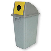 Recycling Bin Containers With Circle Opening Yellow Lid 60L