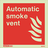 Photoluminescent Fire Fighting Equipment Notices Automatic Smoke Vent HxW 150x150mm