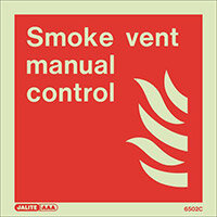 Photoluminescent Fire Fighting Equipment Notices Smoke Vent Manual Control HxW 150x150mm