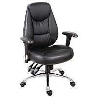 Portland Leather Look Office Chair With 3 Lever Adjustment Mechanism & Arms Black Portland Leather Look Office Chair With 3 Lever Adjustment Mechanism & Arms Black