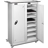 Probe Low 2 Door 16 Shelf Charge & Store Locker Cam Lock ACTIVECOAT W800xD540xH1100mm White Body White Door 7 Year Warranty
