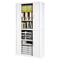 Economy Tambour Cupboard 2040mm High White