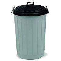90L Round Dustbin Grey/Black