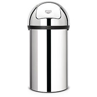 60L Push Waste Bin Silent Closing Dampened Push Flap Lid Steel