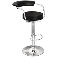 Round Leather Bar Stool Black