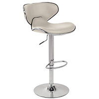 Curved Leather Bar Stool White