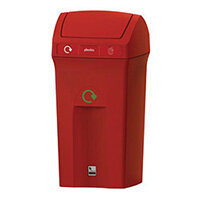 Recycling Bin 100L Cavalier Flip Top With "Plastic Bottles" Label Red Recycling Bin 100L Cavalier Flip Top With "Plastic Bottles" Label Red