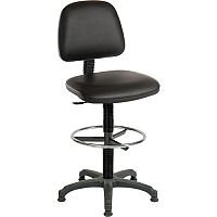 ERGO BLASTER Medium Back Draughter Chair H720 - 850mm Black Leather-Look Vinyl Seat