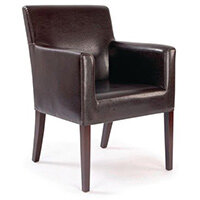 Metro Brown Leather Effect Cubed Armchair With White Stitching Metro Brown Leather Effect Cubed Armchair With White Stitching