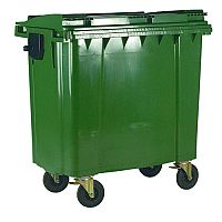 1100 Litre Wheelie Bin 4 Wheels with Flat Lid Green