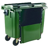 Wheelie Bin 1100 Litre with Drop Down Front Flat Lid Green