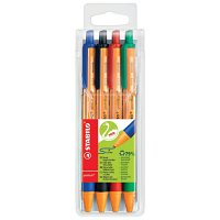 Stabilo Green Retractable Ballpoint Pen - Pointball, Pack of 4 6030/4 - Sustainable Design