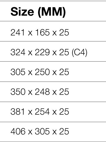 gusset envelopes sizes